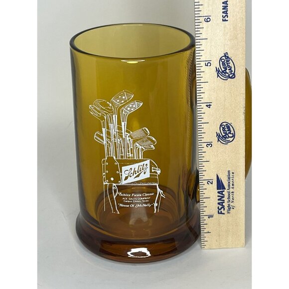 Vintage Schlitz Beer Golf Glass Mug Collectible Amber 5" Tall With Handle - Picture 5 of 5